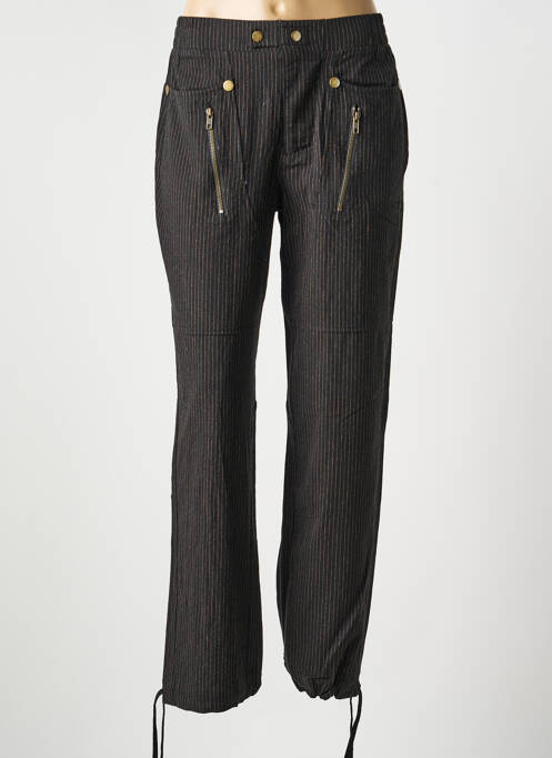 Pantalon droit fermeture zippée sous rabat boutonné noir NU JEANS femme