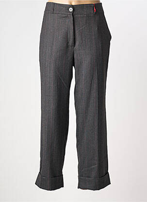 Pantalon droit fermeture zippée sous rabat boutonné gris LES ACOLYTES femme