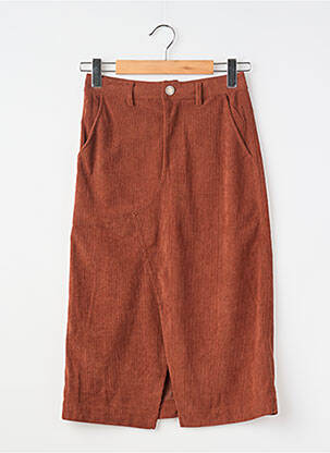 Jupe mi-longue coupe droite marron COMPAÑIA FANTASTICA femme