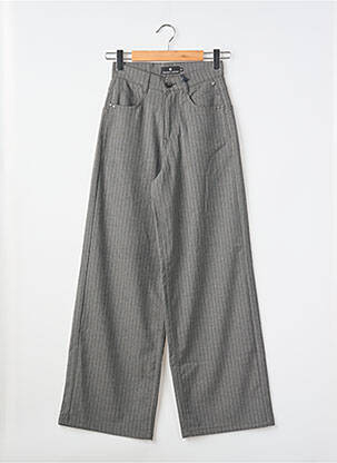 Pantalon flare fermeture zippée sous rabat boutonné gris FREEMAN T.PORTER femme