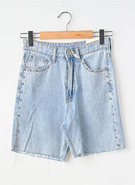 Bermuda coupe droite bleu WIYA femme