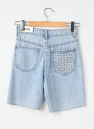 Bermuda coupe droite bleu WIYA femme