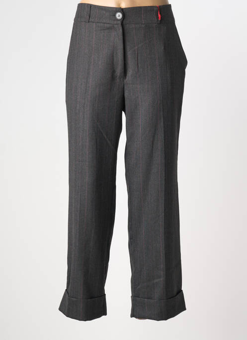 Pantalon droit fermeture zippée sous rabat boutonné gris LES ACOLYTES femme