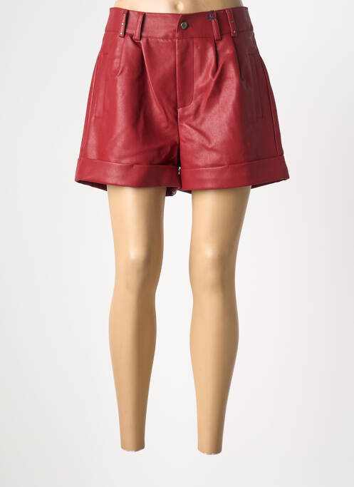 Short fermeture zippée sous rabat boutonné rouge FREEMAN T.PORTER femme