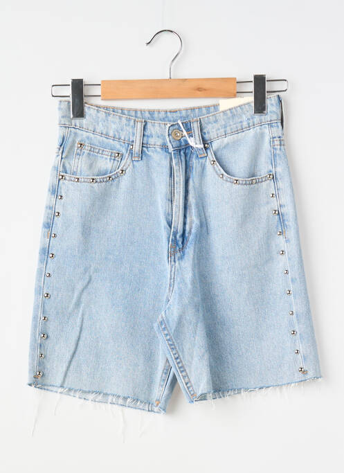 Bermuda coupe droite bleu WIYA femme