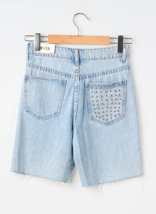 Bermuda coupe droite bleu WIYA femme