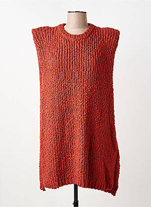 Pull coupe droite sans manche orange COMPAÑIA FANTASTICA femme