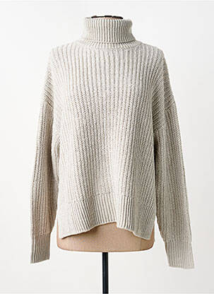 Pull col roulé coupe droite manches longues gris TIFFOSI femme