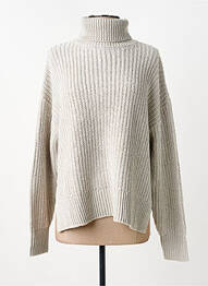 Pull col roulé coupe droite manches longues gris TIFFOSI femme