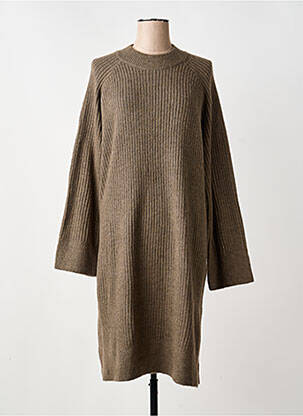 Robe pull coupe droite manches longues marron KAFFE femme