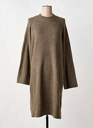 Robe pull coupe droite manches longues marron KAFFE femme