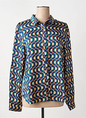 Chemisier imprimé fantaisie manches longues bleu FREEMAN T.PORTER femme
