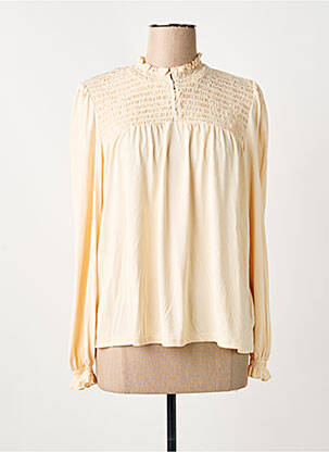 Blouse col rond manches longues beige GARCIA femme