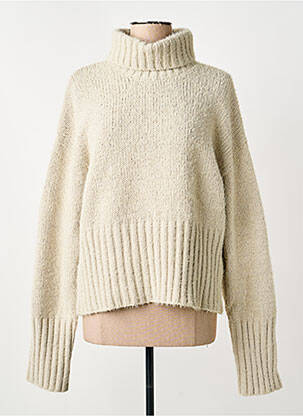 Pull col roulé coupe droite manches longues beige TIFFOSI femme