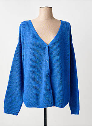 Gilet manches longues resserrée sur le bas bleu C'EST BEAU LA VIE femme