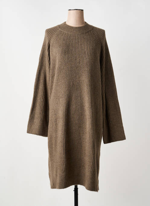 Robe pull col rond manches longues marron KAFFE femme