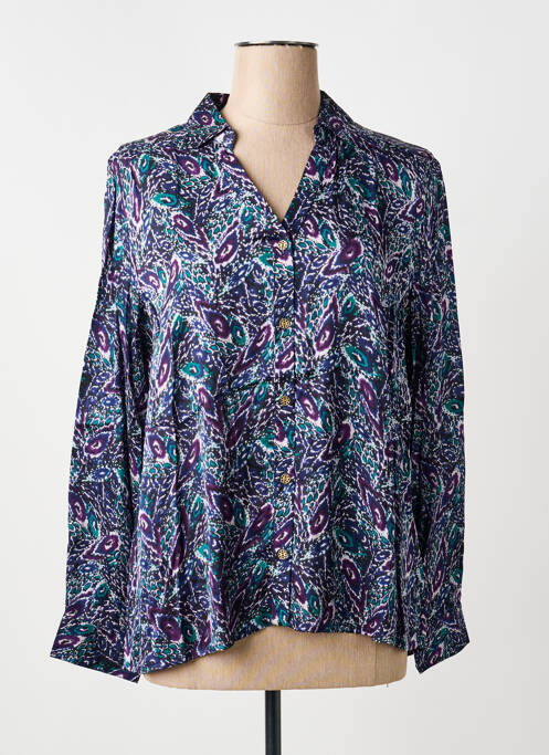 Chemisier imprimé fantaisie manches longues bleu LA FIANCÉE femme
