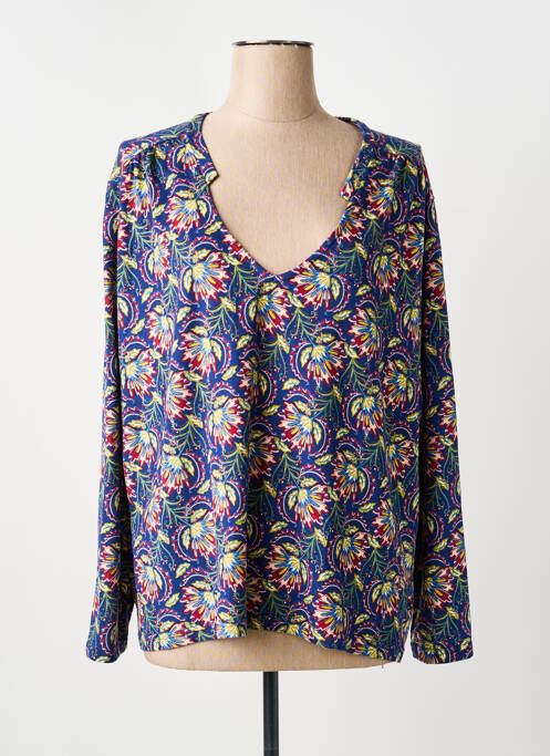 Pull col v manches longues bleu LA FIANCÉE femme