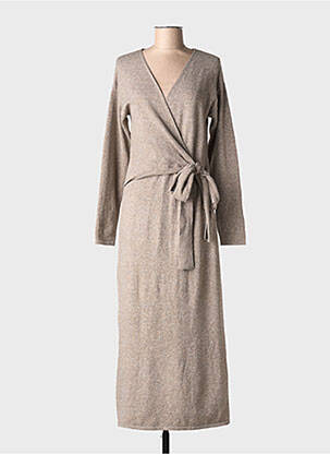Robe pull coupe droite manches longues beige DESIRES femme