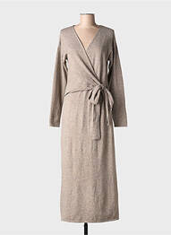Robe pull coupe droite manches longues beige DESIRES femme