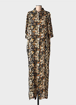 Robe longue imprimé fantaisie manches longues noir KAFFE femme