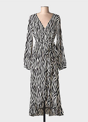 Robe longue imprimé fantaisie manches longues noir TIFFOSI femme