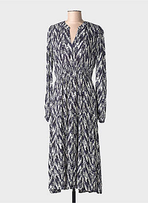 Robe mi-longue coupe fluide manches longues bleu TIFFOSI femme