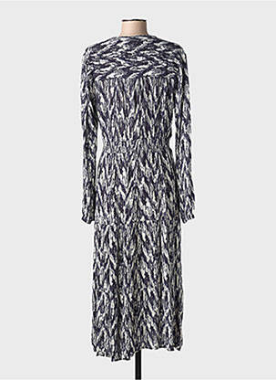 Robe mi-longue coupe fluide manches longues bleu TIFFOSI femme