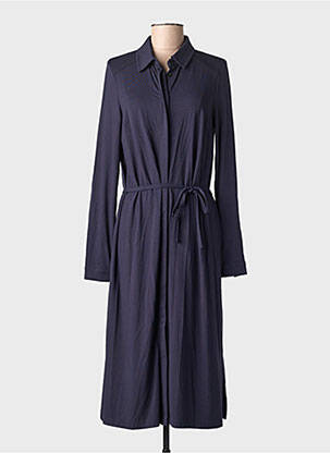 Robe mi-longue manches longues manches longues bleu BASE LEVEL femme