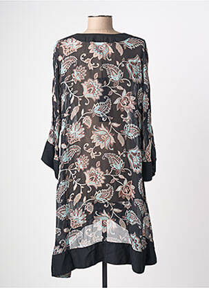Robe mi-longue coupe fluide manches longues noir NÜ femme