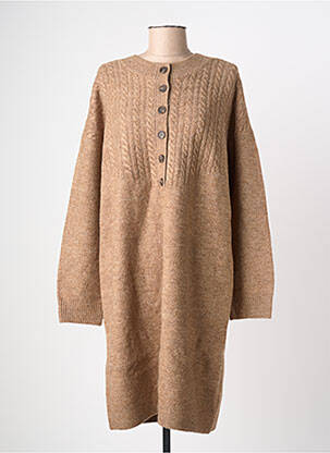Robe pull col rond manches longues beige C'EST BEAU LA VIE femme