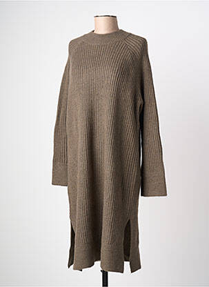 Robe pull coupe droite manches longues vert KAFFE femme