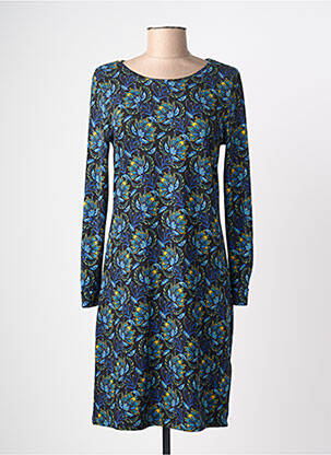 Robe mi-longue imprimé fantaisie manches longues bleu LA FIANCÉE femme