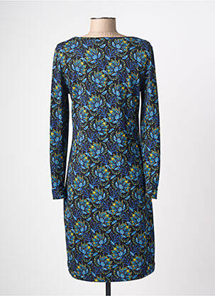 Robe mi-longue imprimé fantaisie manches longues bleu LA FIANCÉE femme