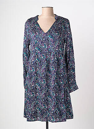 Robe courte coupe fluide manches longues bleu LA FIANCÉE femme