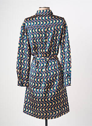 Robe mi-longue imprimé fantaisie manches longues bleu FREEMAN T.PORTER femme