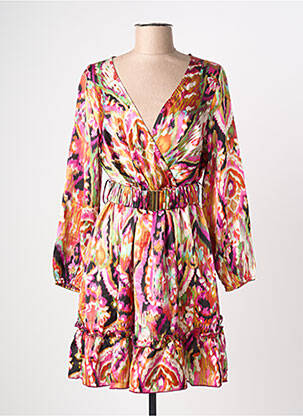 Robe courte coupe évasée manches longues violet JS MILLENIUM femme
