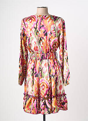Robe courte coupe évasée manches longues violet JS MILLENIUM femme