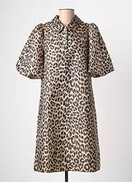 Robe mi-longue imprimé fantaisie manches courtes beige CULTURE femme