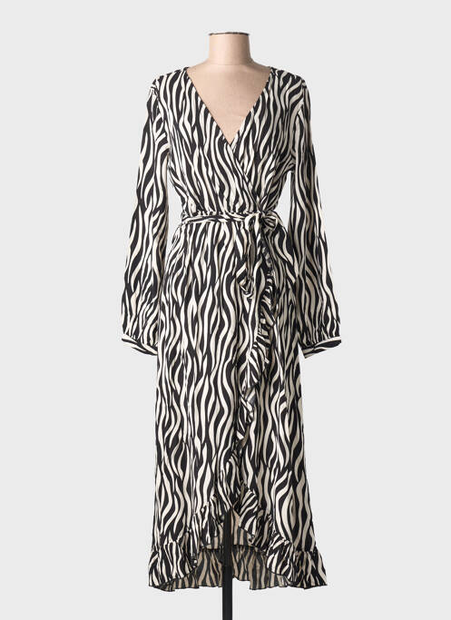 Robe longue imprimé fantaisie manches longues noir TIFFOSI femme