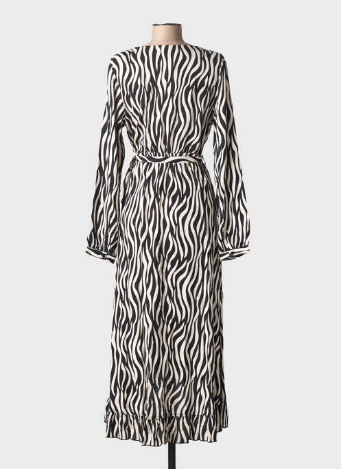 Robe longue imprimé fantaisie manches longues noir TIFFOSI femme
