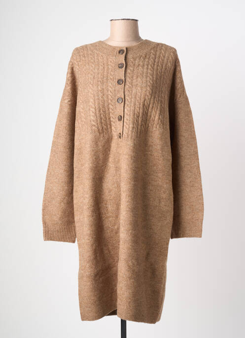 Robe pull col rond manches longues beige C'EST BEAU LA VIE femme