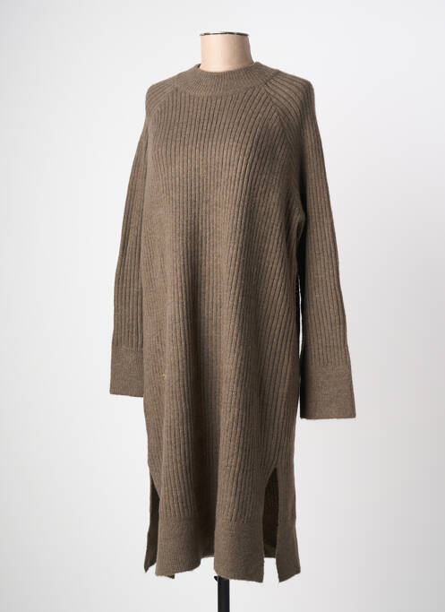 Robe pull coupe droite manches longues vert KAFFE femme