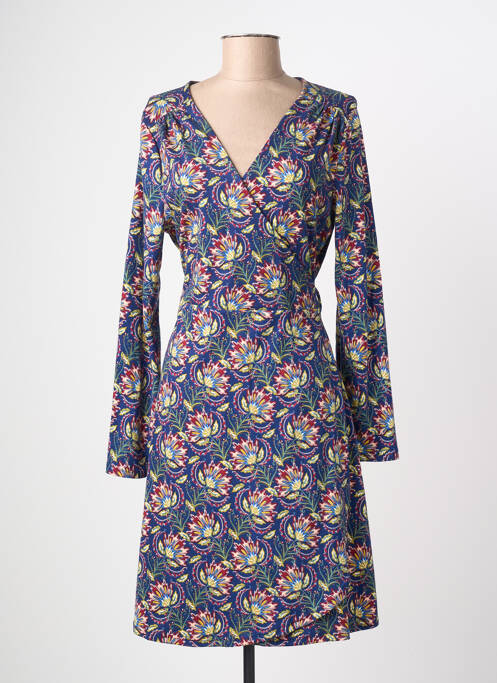 Robe mi-longue imprimé fantaisie manches longues bleu LA FIANCÉE femme