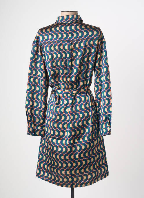 Robe mi-longue imprimé fantaisie manches longues bleu FREEMAN T.PORTER femme
