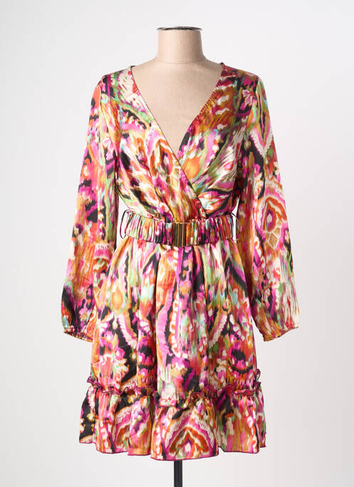 Robe courte coupe évasée manches longues violet JS MILLENIUM femme