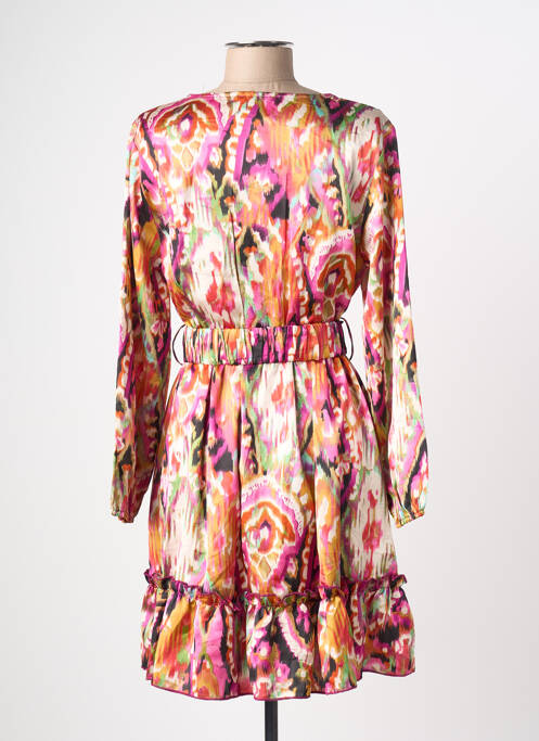 Robe courte coupe évasée manches longues violet JS MILLENIUM femme