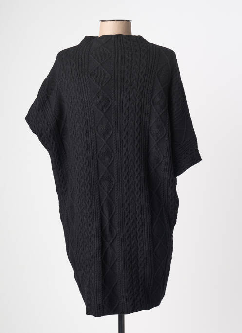 Pull tunique col rond manches courtes noir NÜ femme