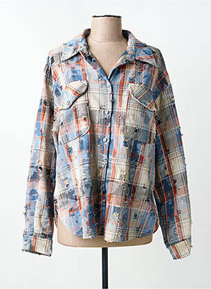 Chemisier coupe droite manches longues bleu JOHANNA PARIS femme