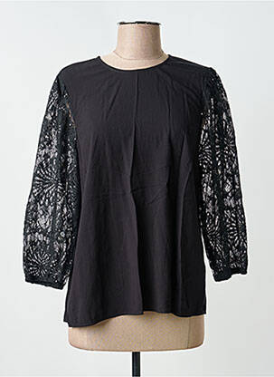 Top tissage crêpe manches 3/4 noir KAFFE femme